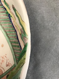A Chinese famille verte charger with a narrative scene, Kangxi